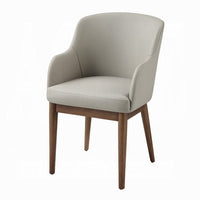 Hima Dining Side Chair Set of 2, Gray Faux Leather, Walnut Brown Wood - BM351806