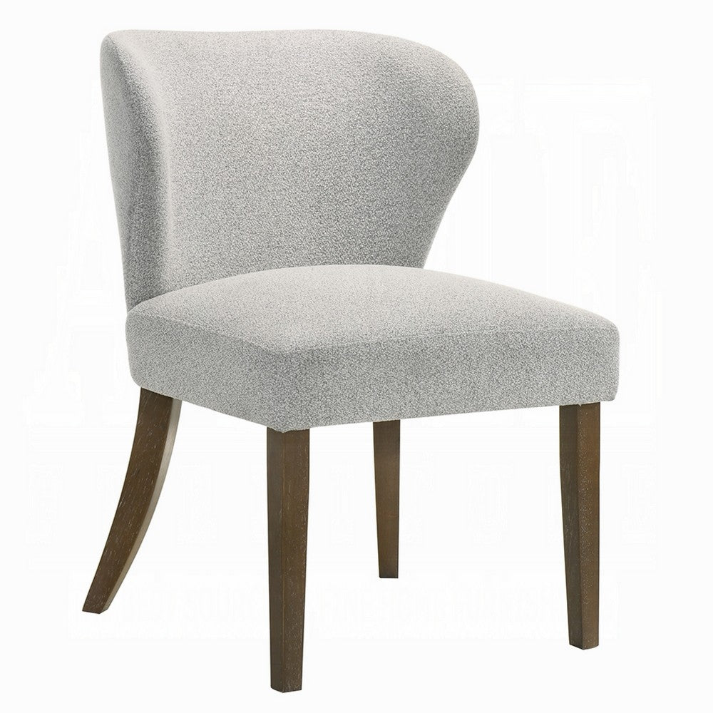 Dea Dining Side Chair Set of 2, Wingback Gray Chenille, Walnut Brown - BM351807
