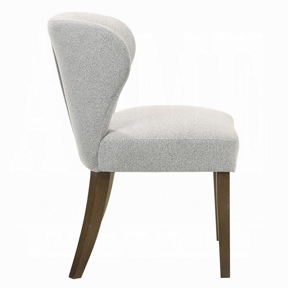 Dea Dining Side Chair Set of 2, Wingback Gray Chenille, Walnut Brown - BM351807
