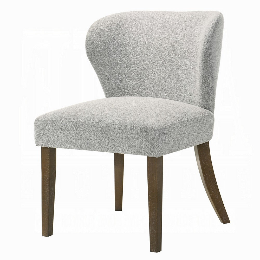 Dea Dining Side Chair Set of 2, Wingback Gray Chenille, Walnut Brown - BM351807