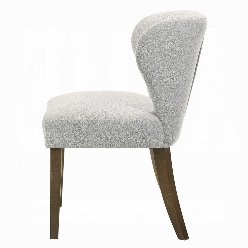 Dea Dining Side Chair Set of 2, Wingback Gray Chenille, Walnut Brown - BM351807