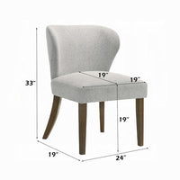Dea Dining Side Chair Set of 2, Wingback Gray Chenille, Walnut Brown - BM351807
