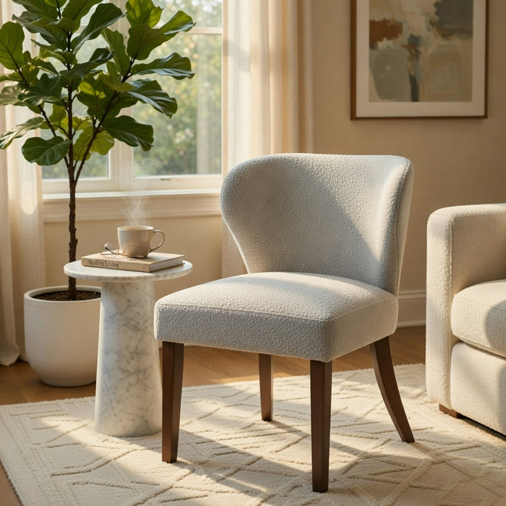 Dea Dining Side Chair Set of 2, Wingback Gray Chenille, Walnut Brown - BM351807