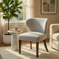 Dea Dining Side Chair Set of 2, Wingback Gray Chenille, Walnut Brown - BM351807