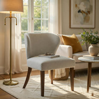 Dea Dining Side Chair Set of 2, Wingback Gray Chenille, Walnut Brown - BM351807