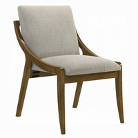 Kea Dining Side Chair Set of 2, Gray Chenille, Vintage Oak Brown Frame - BM351808