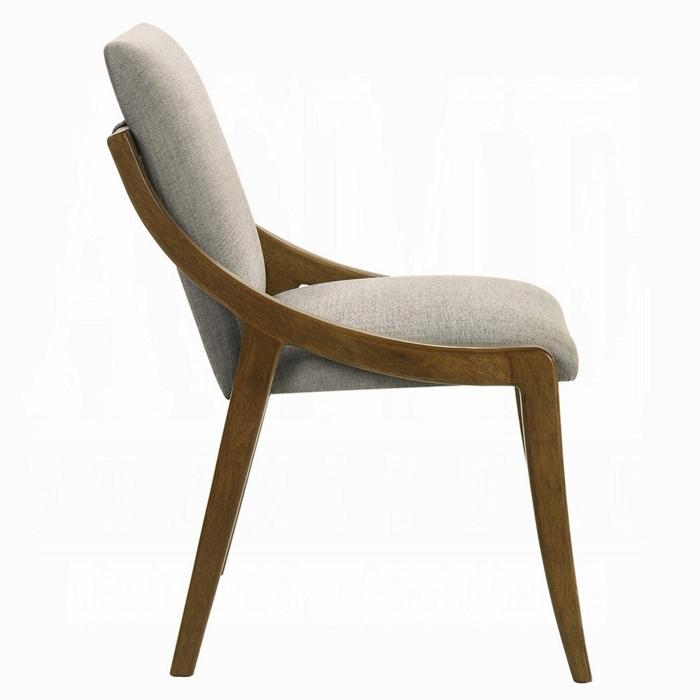 Kea Dining Side Chair Set of 2, Gray Chenille, Vintage Oak Brown Frame - BM351808