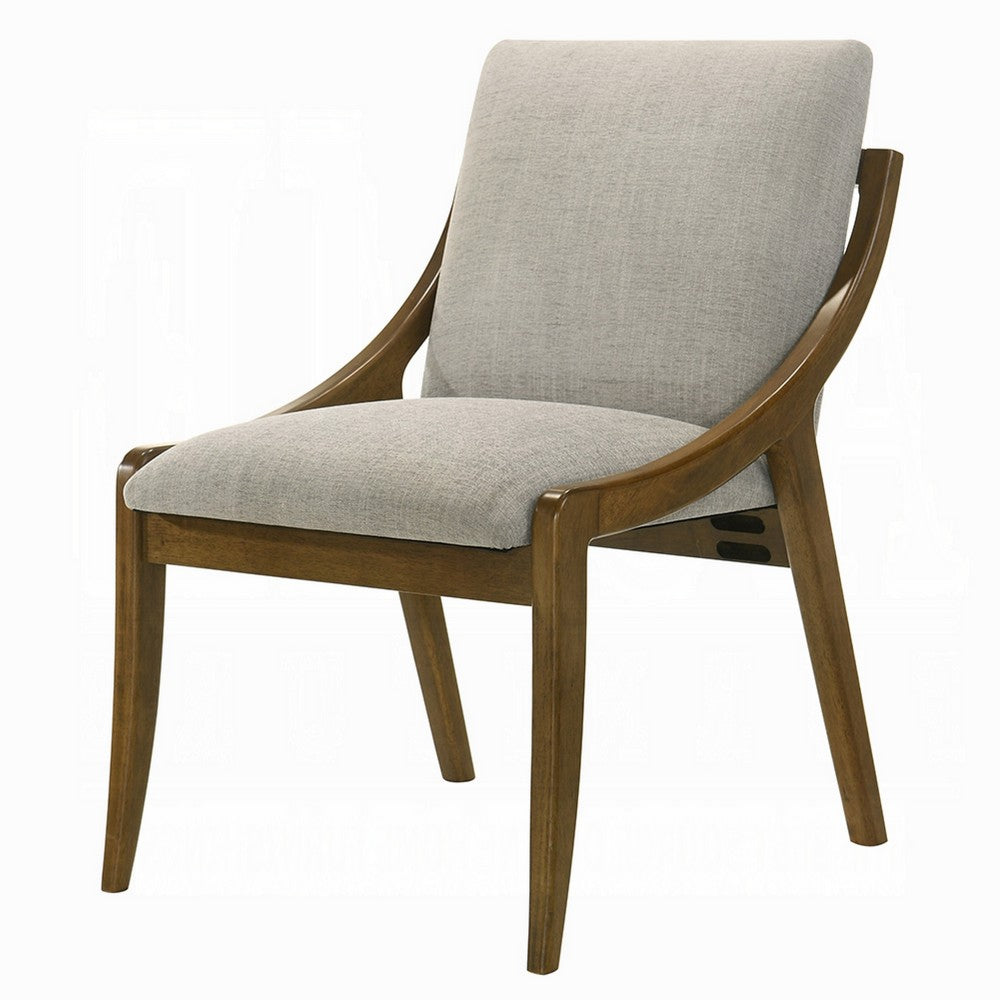 Kea Dining Side Chair Set of 2, Gray Chenille, Vintage Oak Brown Frame - BM351808
