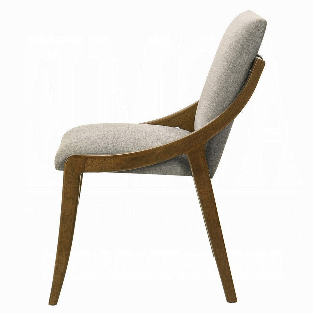 Kea Dining Side Chair Set of 2, Gray Chenille, Vintage Oak Brown Frame - BM351808