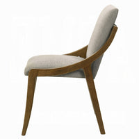 Kea Dining Side Chair Set of 2, Gray Chenille, Vintage Oak Brown Frame - BM351808