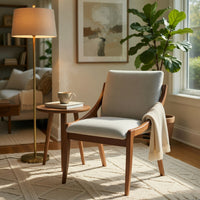 Kea Dining Side Chair Set of 2, Gray Chenille, Vintage Oak Brown Frame - BM351808