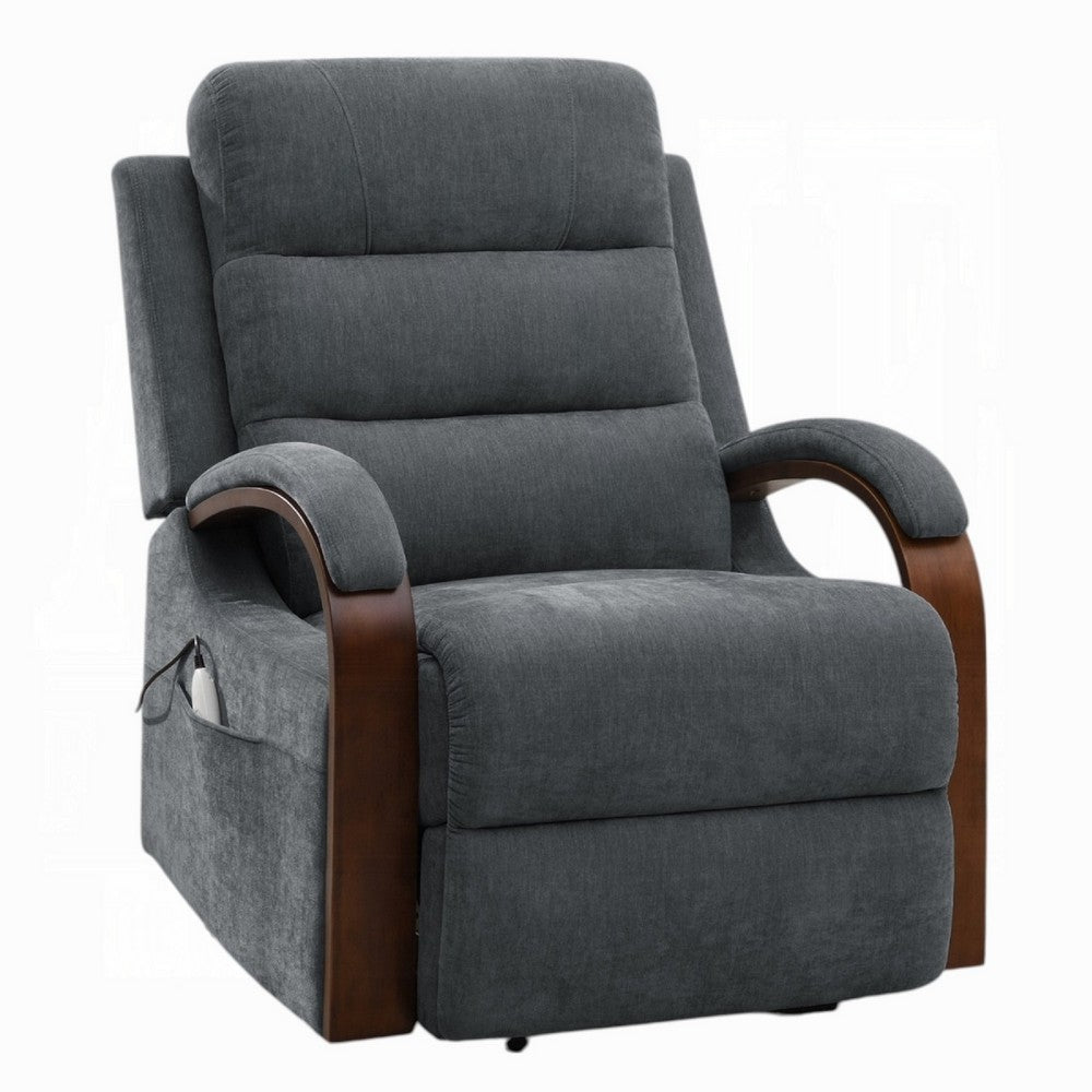 Jea Power Recliner Armchair with Lift Heating Massage, Gray Chenille Fabric - BM351809