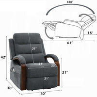 Jea Power Recliner Armchair with Lift Heating Massage, Gray Chenille Fabric - BM351809