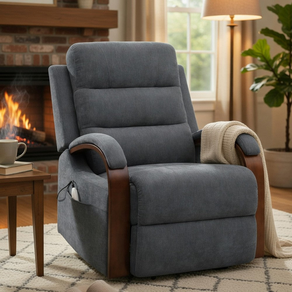 Jea Power Recliner Armchair with Lift Heating Massage, Gray Chenille Fabric - BM351809