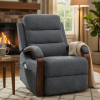 Jea Power Recliner Armchair with Lift Heating Massage, Gray Chenille Fabric - BM351809