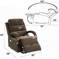 Jea Power Recliner with Stand Lift, Heating and Massage, Brown Chenille - BM351810