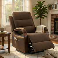 Jea Power Recliner with Stand Lift, Heating and Massage, Brown Chenille - BM351810