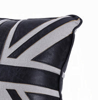 Bran Accent Pillow Set of 2, Union Jack Black Top Grain Leather 20 Inch - BM351812