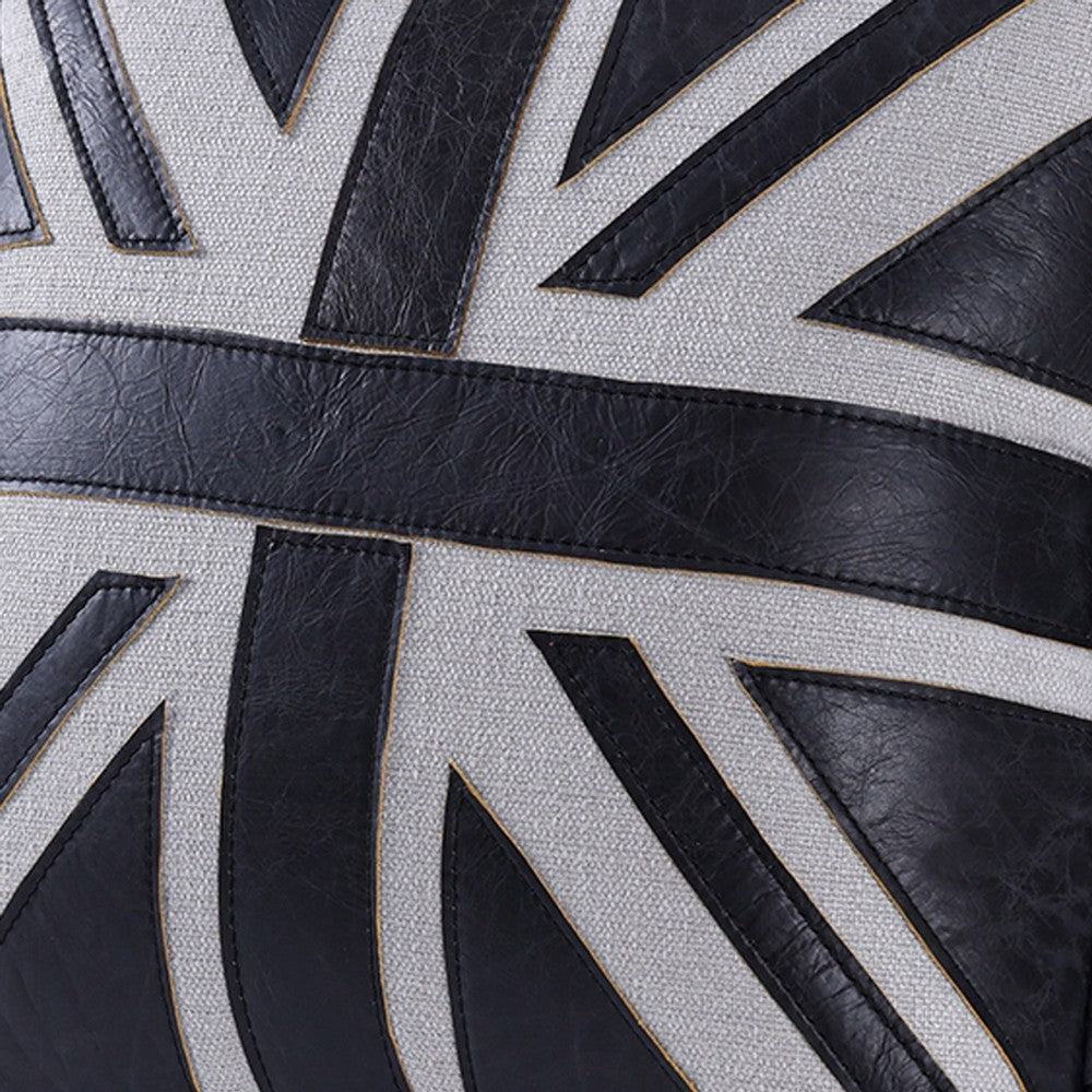 Bran Accent Pillow Set of 2, Union Jack Black Top Grain Leather 20 Inch - BM351812