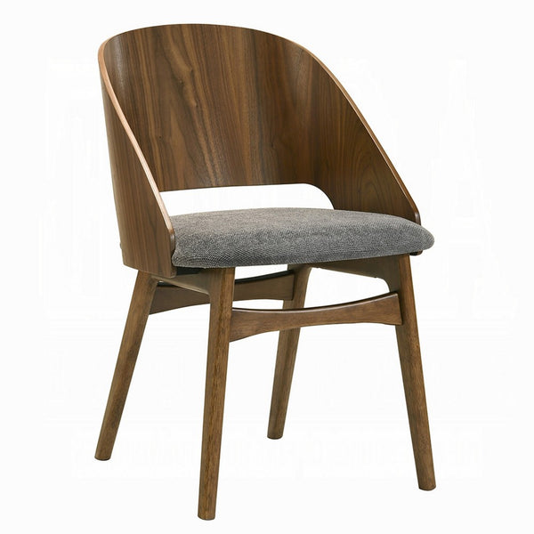 Dio Dining Side Chair Set of 2, Open Cut Curved Back, Walnut Brown - BM351814