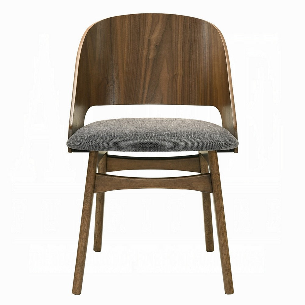 Dio Dining Side Chair Set of 2, Open Cut Curved Back, Walnut Brown - BM351814