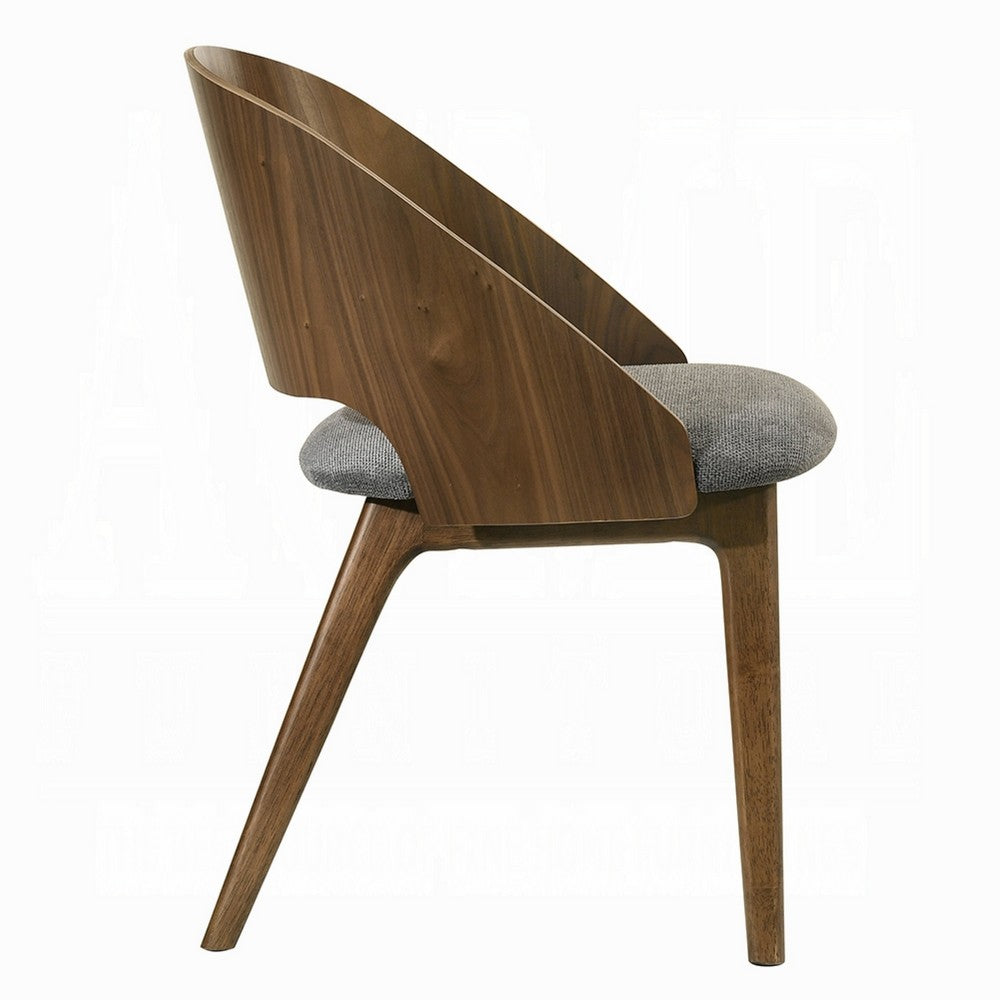Dio Dining Side Chair Set of 2, Open Cut Curved Back, Walnut Brown - BM351814