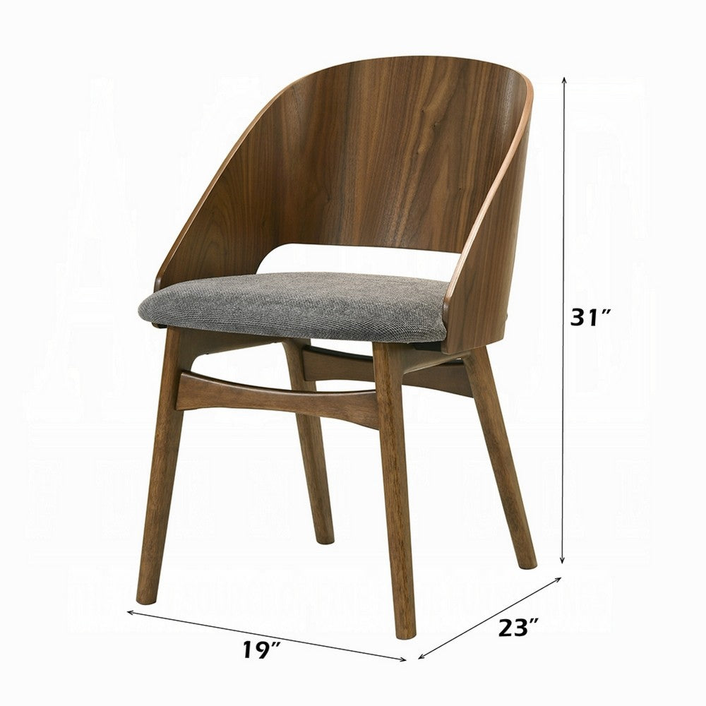 Dio Dining Side Chair Set of 2, Open Cut Curved Back, Walnut Brown - BM351814