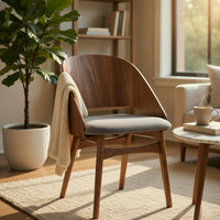 Dio Dining Side Chair Set of 2, Open Cut Curved Back, Walnut Brown - BM351814