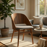 Dio Dining Side Chair Set of 2, Open Cut Curved Back, Walnut Brown - BM351814