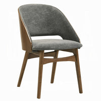 Dio Dining Side Chair Set of 2, Gray Padded Curved Back, Walnut Brown - BM351815