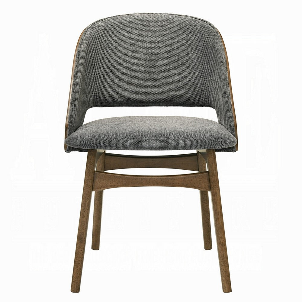 Dio Dining Side Chair Set of 2, Gray Padded Curved Back, Walnut Brown - BM351815