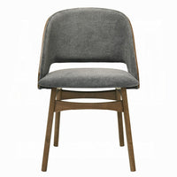 Dio Dining Side Chair Set of 2, Gray Padded Curved Back, Walnut Brown - BM351815