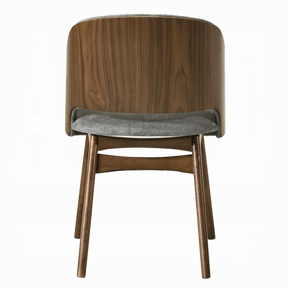 Dio Dining Side Chair Set of 2, Gray Padded Curved Back, Walnut Brown - BM351815