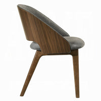 Dio Dining Side Chair Set of 2, Gray Padded Curved Back, Walnut Brown - BM351815