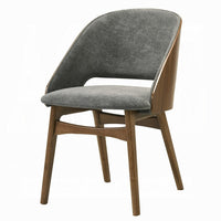 Dio Dining Side Chair Set of 2, Gray Padded Curved Back, Walnut Brown - BM351815