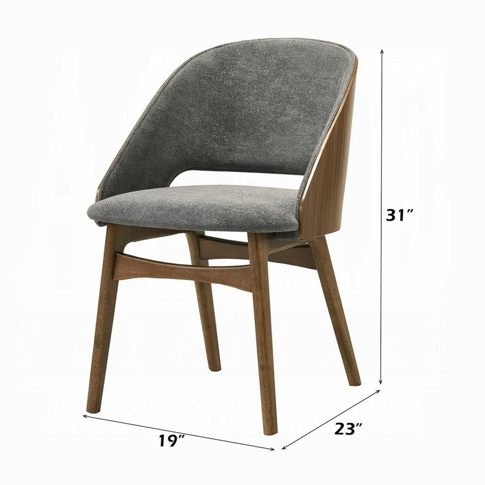 Dio Dining Side Chair Set of 2, Gray Padded Curved Back, Walnut Brown - BM351815