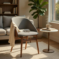 Dio Dining Side Chair Set of 2, Gray Padded Curved Back, Walnut Brown - BM351815