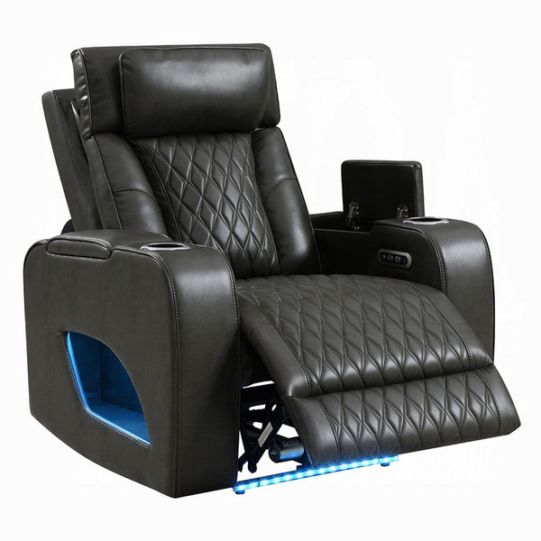 Neja Power Motion Recliner Chair, LED and USB, Dark Gray Faux Leather - BM351816