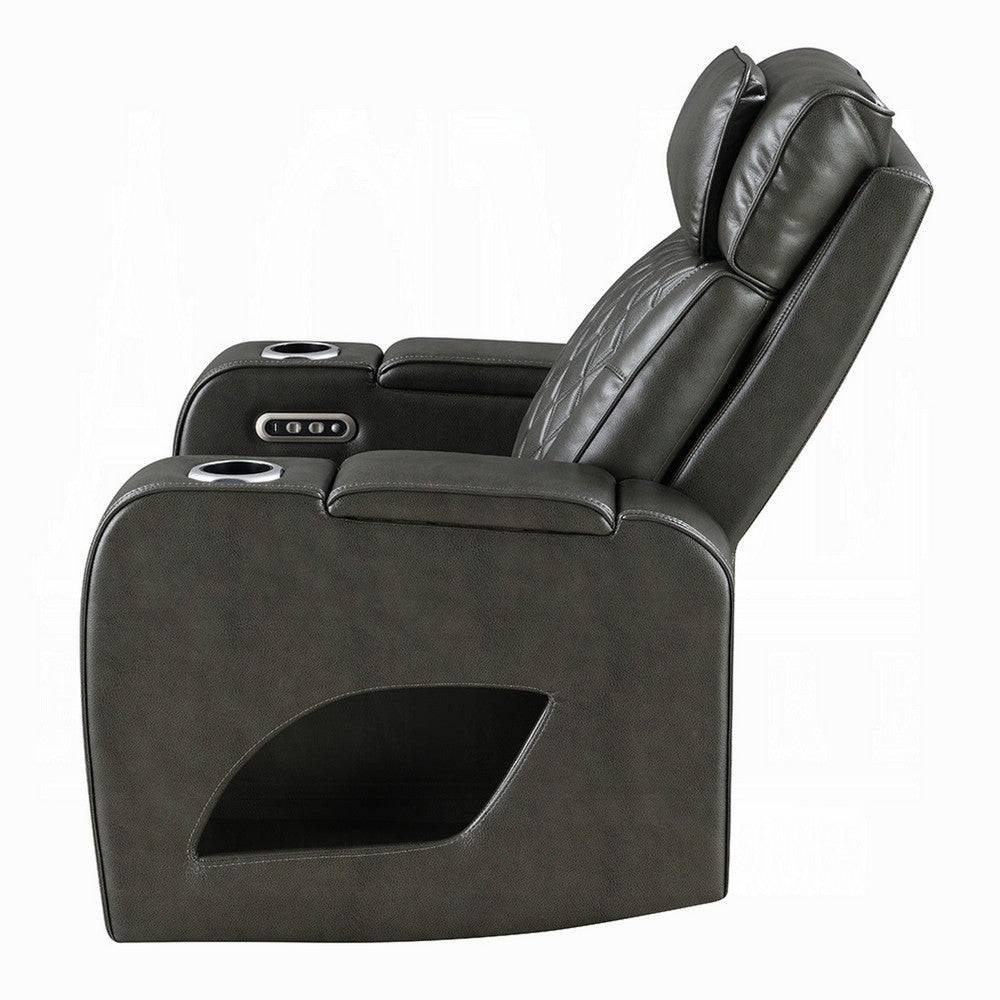 Neja Power Motion Recliner Chair, LED and USB, Dark Gray Faux Leather - BM351816