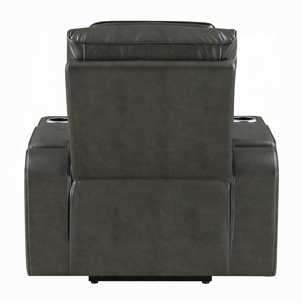Neja Power Motion Recliner Chair, LED and USB, Dark Gray Faux Leather - BM351816