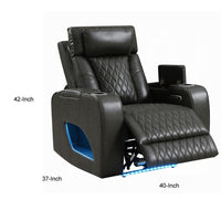 Neja Power Motion Recliner Chair, LED and USB, Dark Gray Faux Leather - BM351816