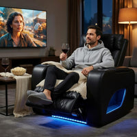 Neja Power Motion Recliner Chair, LED and USB, Dark Gray Faux Leather - BM351816