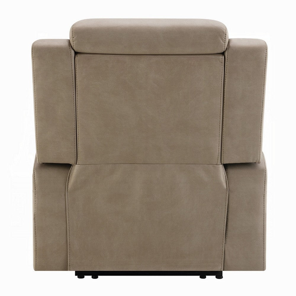 Jeja Power Motion Recliner Chair with Storage, Gray Faux Camel Leather - BM351817