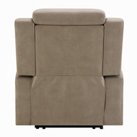 Jeja Power Motion Recliner Chair with Storage, Gray Faux Camel Leather - BM351817