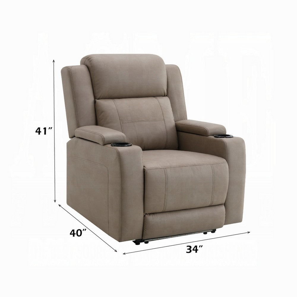 Jeja Power Motion Recliner Chair with Storage, Gray Faux Camel Leather - BM351817