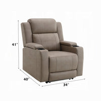 Jeja Power Motion Recliner Chair with Storage, Gray Faux Camel Leather - BM351817