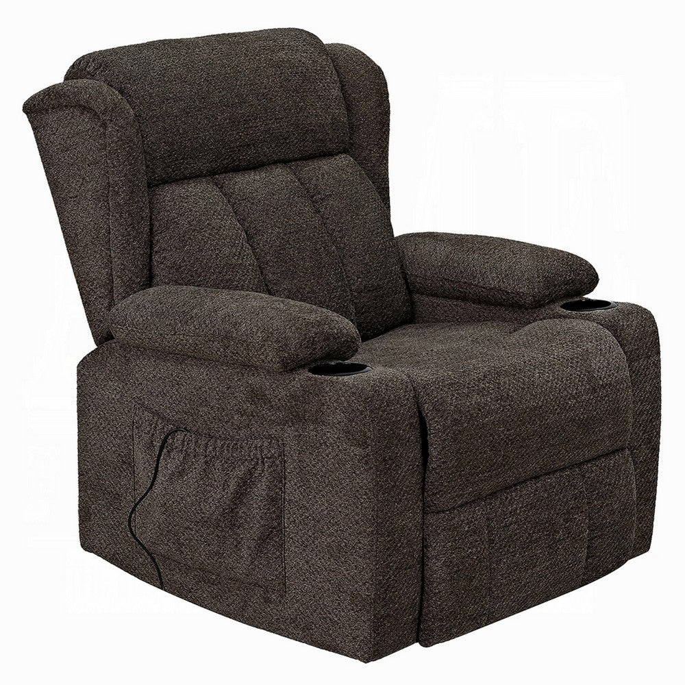 Leu Power Motion Recliner Chair with Stand Lift, Tufted Brown Linen - BM351818