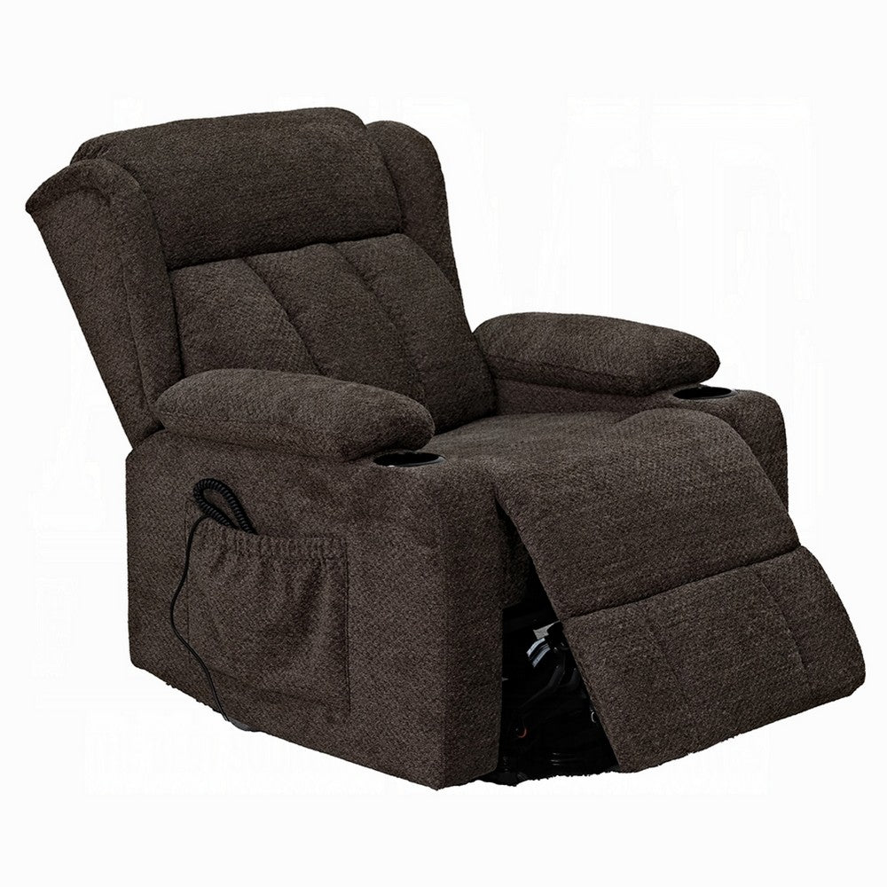 Leu Power Motion Recliner Chair with Stand Lift, Tufted Brown Linen - BM351818