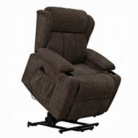 Leu Power Motion Recliner Chair with Stand Lift, Tufted Brown Linen - BM351818