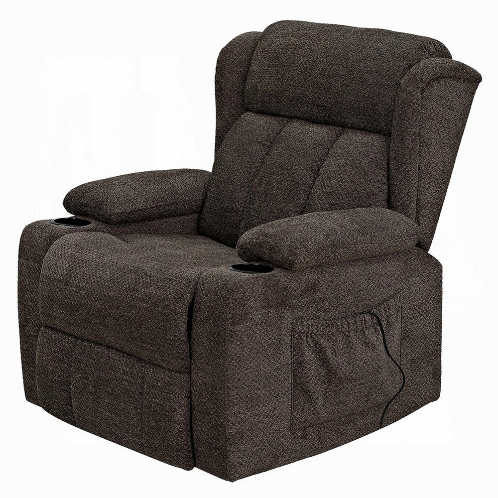Leu Power Motion Recliner Chair with Stand Lift, Tufted Brown Linen - BM351818
